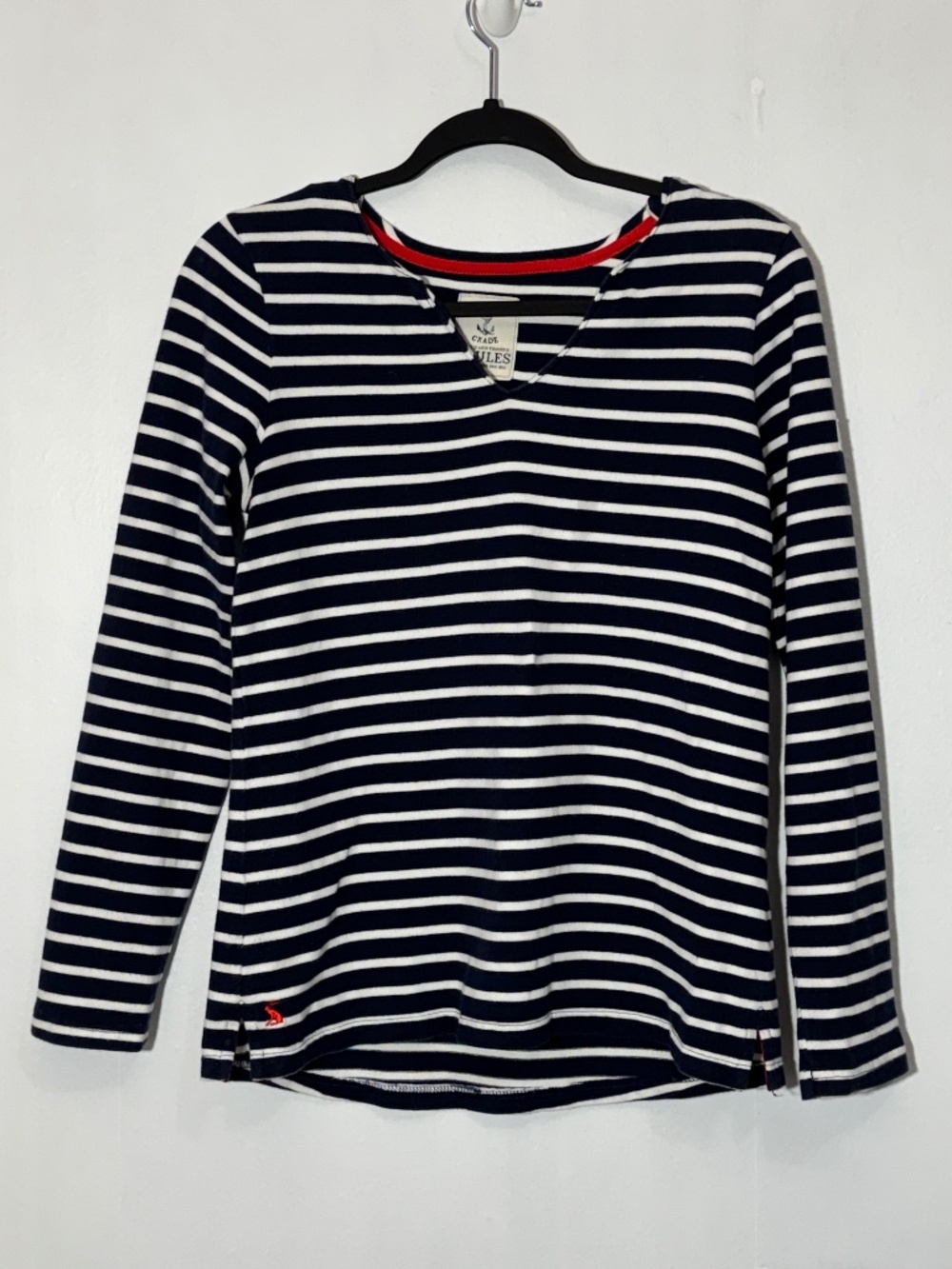 Joules Harbour Notch Neck Breton Striped Blue/White Long Sleeve Shirt US Size 6‎
